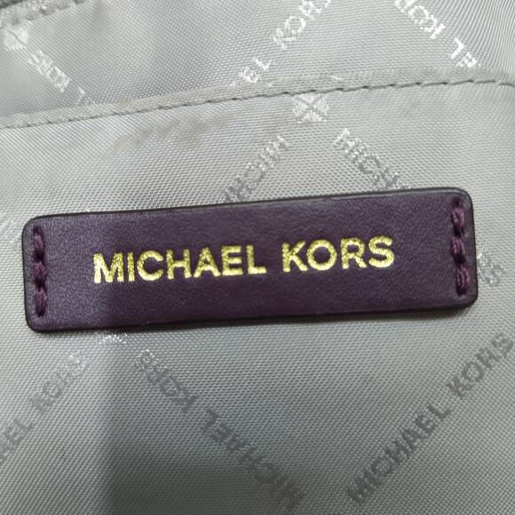 Michael Kors Aria Purple Pebbled Leather Studded Zipper Closure Shoulder Bag - Picture 11 of 16